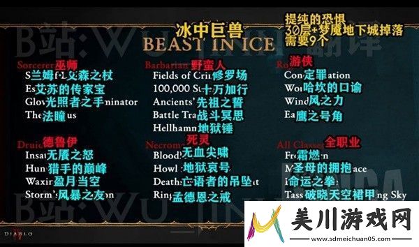 暗黑4s2终局boss暗金掉落池大全